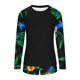 thumbnail image 4 of Tankini deportivo de manga larga con cuello redondo y estampado de moda para mujer, conjunto de dos piezas de traje de baño de poliéster con top dividido y shorts de baño., 4 of 7