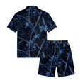 thumbnail image 4 of Dwelliawo Men's 2 Piece Camo Tree Print Outfit Short Sleeve Button Down Shirt and Drawstring Shorts Set, Casual Summer Beach Hawaiian Outfits for Hunting Fishing Dark Blue L, 4 of 5