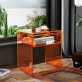 thumbnail image 3 of solaround Acrylic Side Table, Nightstand Bedside Table for Bedroom Living Room, 19.7'' x 15.7'' x 11.8'', Orange, 3 of 6