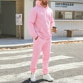 thumbnail image 3 of Fgvctg Sweatsuits Men 2 Piece Outfit Fall Sweatsuits Athletic Jogger Sweatpants Comfy Fleece Tracksuit Oversized Sweatshirt Lounge Set with Pockets Pink XL, 3 of 9