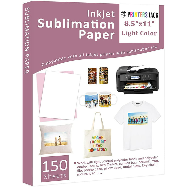 Printers Jack Light Color Sublimation Paper A4 8.5x11 inch All Inkjet  Printers 105 Gsm -150 Sheets 