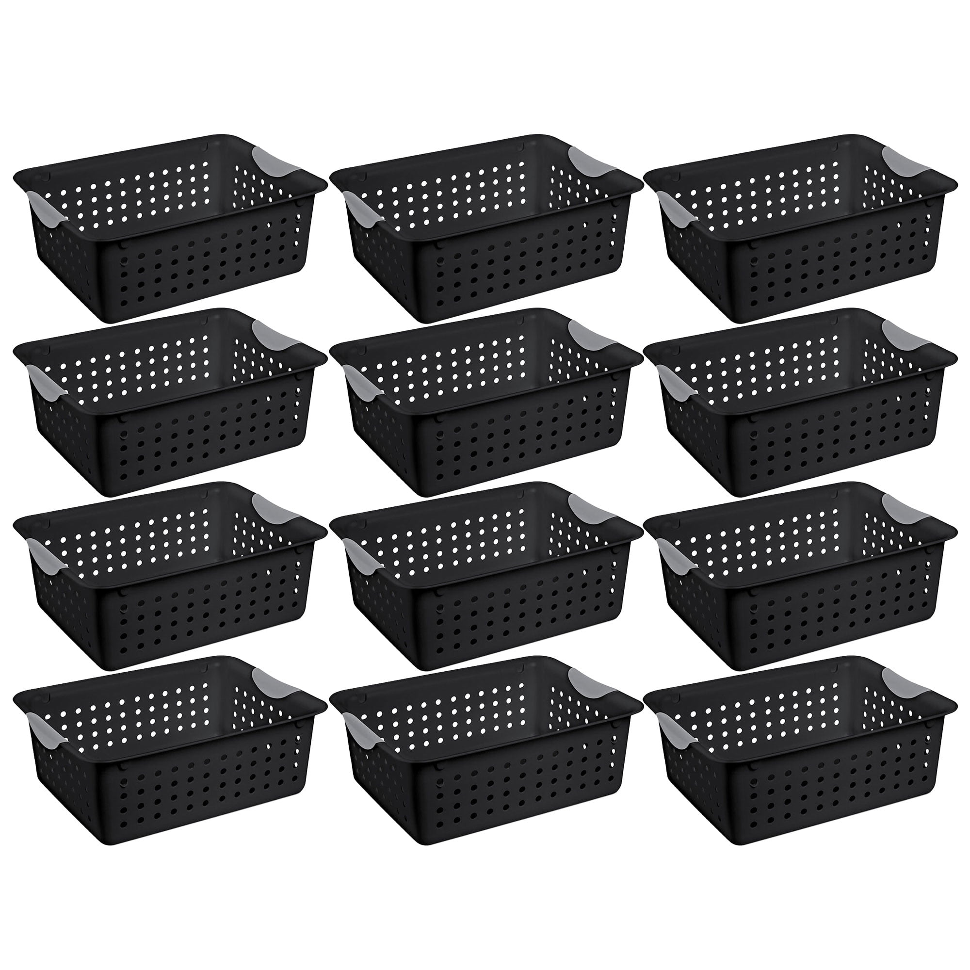 funky gadgets Set of 10 Plastic Handy Storage Basket Pharmacy,Tool,Files,Fruits Tidy Holder Home,Office,Kitchen,School Organizer Racks Clear/Natural Basket, 25 cm Small
