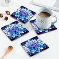 thumbnail image 3 of Coasters for Drinks Bar Beer,Set of 4 ,Square Wooden Housewarming Gift,Beautiful Flower With Large Petals In Blue And Purple Colors, 3 of 6