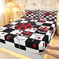 thumbnail image 4 of Erosebridal Elegant Bug Ladybug Bed Sheets,Vintage Flower Full Size Sheets,Black Silver,4 Pieces,1 Flat Sheet,1 Fitted Sheet and 2 Pillowcases, 4 of 6
