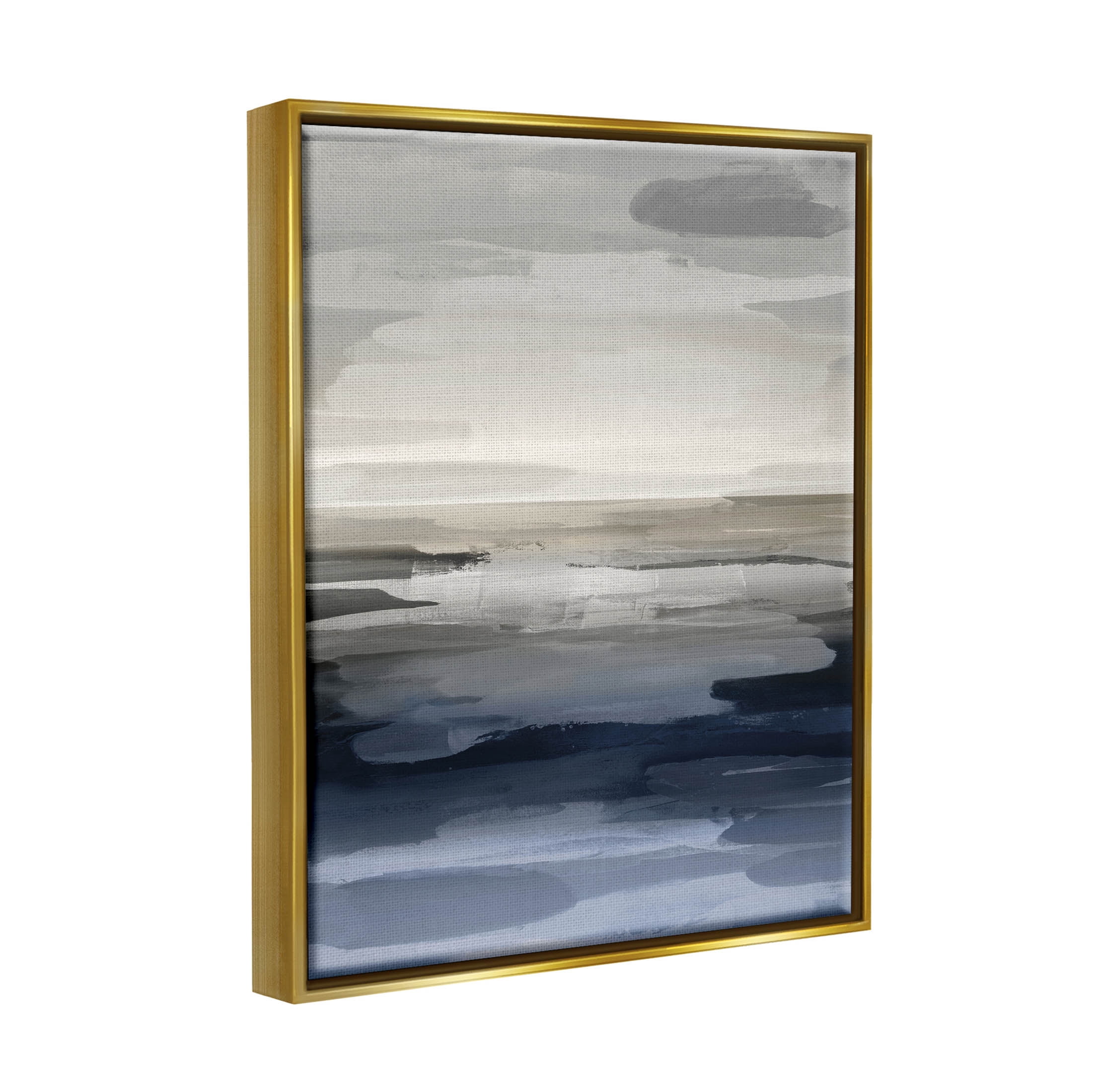 Stupell Industries Abstract Landscape Water Scenery Graphic Art Metallic Gold Floating Framed Canvas Print Wall Art, Design by Jackie Hanson