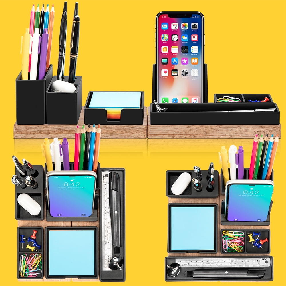 Aothia Desk Organizer, Office Accessories Storage with Magnetic  (Black)