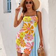 60's Retro Liquid Flowers in Orange Yellow and Pink Slip Dress summer