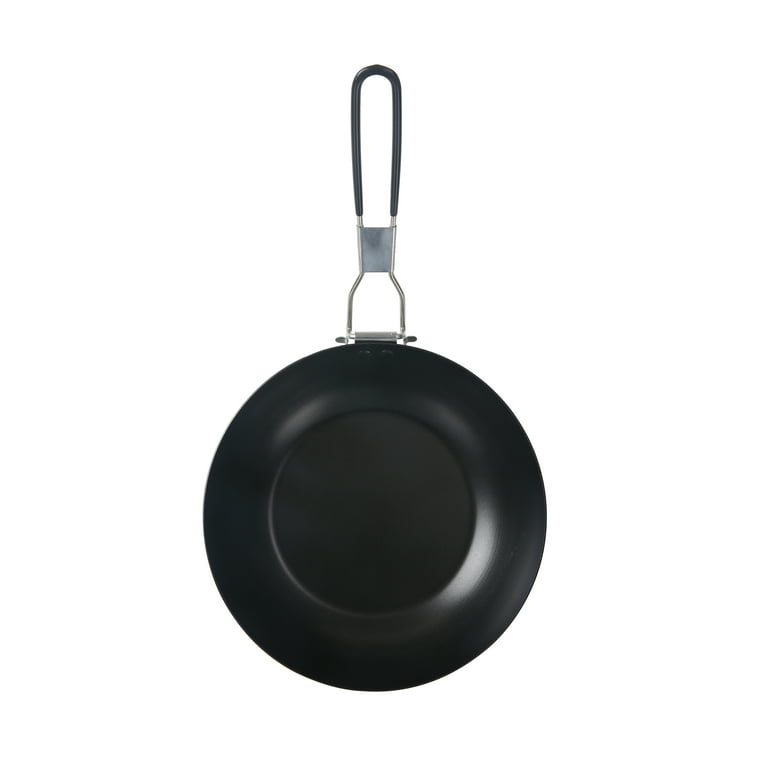 Ozark Trail Non-Stick Carbon Steel 9.5 Frying Pan with Collapsible Handle,  Black 