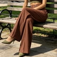 thumbnail image 6 of BRELIL Women Plus Size Wide Leg Trousers High Waisted with Pockets Solid Casual Office Long Pants Loose Fall Winter Fashion Outfits, Coffee XL, 6 of 9