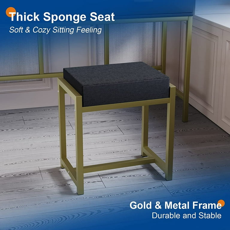 Semiocthome Modern Vanity Stool for Bedroom Ottoman Chairs with Gold Metal Legs 19
