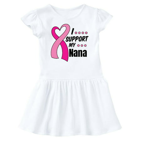 

Inktastic Breast Cancer Awareness I Support My Nana with Pink Ribbon Gift Baby Girl Dress