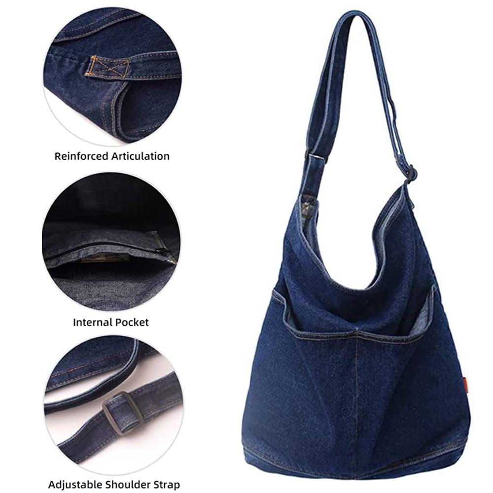 Women's Denim Purse Bag Crescent Bag for Women Men Small Sling Crossbody  Bag with Square Shape - Dark blue - Walmart.com