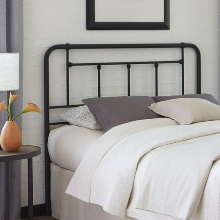 Clear Twin Size Headboard - Baldwin Metal Headboard Panel with Detailed Castings, Textured Black Finish, Twin