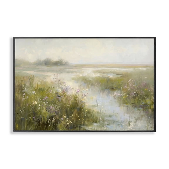 Stupell Industries French Country Spring River with Wild Blooms Black Framed Giclee Art, 18 x 12, by LSR Design Studio