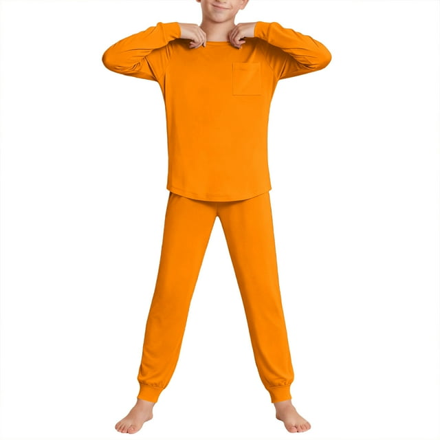 RXMEKW Hauts à Manches Longues pour Filles, Ensemble Uni pour 5-14 Ans