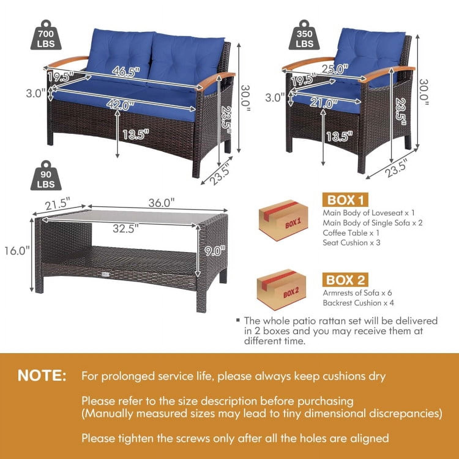 Aimee Lii 3 Pieces Patio Wicker Furniture Set with Storage Table and Protective Cover, Outdoor Patio Furniture, Navy Aimee Lii 3 Pieces Patio Wicker Furniture Set with Storage Table and Protective Cover, Outdoor Patio Furniture, Navy
