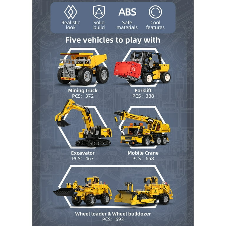 CaDA® Construction Blocks Heavy Duty Excavator Building Set for