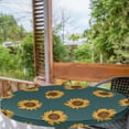 thumbnail image 2 of Ambesonne Autumn Fitted Round Tablecloth, Vintage Sunflowers Print, 36"- 40" Diameter, Orange Teal Brown, 2 of 5