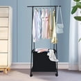 thumbnail image 5 of Clothes Rack with Large Storage Bag Removable Clothes Organizer Stand on Wheels 2-in-1 Freestanding Triangle Garment Rack Rolling Clothes Storage Cart for Bedroom Laundry Room, Black, 5 of 9