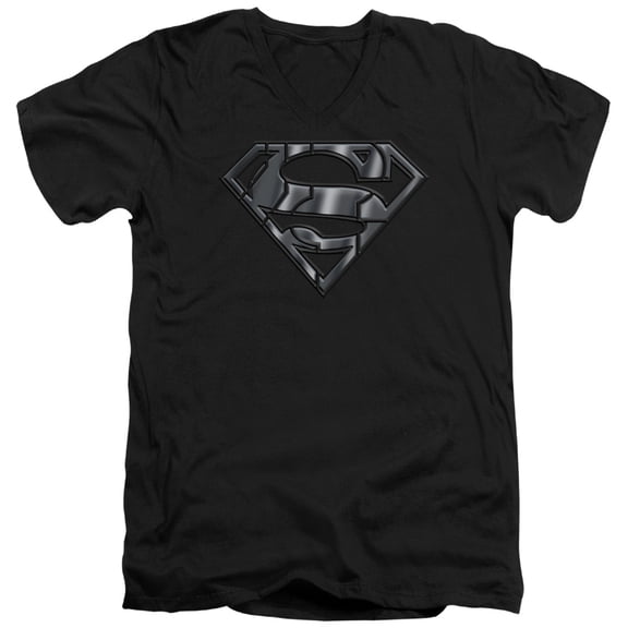 Superman Mech Shield Adult V-Neck T-Shirt Black