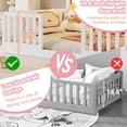 thumbnail image 5 of Full Size Montessori Floor Bed with High Rails, Wood House Beds Frame with LED Light, Low Profile Montessori Bed Full with Slats for Kids, Easy to Assembly, Full bed frames white, 5 of 11