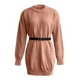 thumbnail image 5 of Women's Casual Crewneck Long Sleeve Mini Sweater Dress Casual Baggy Soft Knit Pullover Jumper Sweaters with Belt, 5 of 7