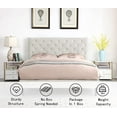 thumbnail image 3 of Queen Upholstered Platform Bed Frame with 48" Tall Adjustable Headboard - Button Tufted Suede Bed - Beige - Oliver & Smith - Princeton, 3 of 6