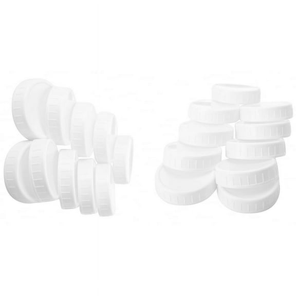 20Pcs Plastic Storage Caps Lids Ribbed for Standard Regular Mouth Jar Bottle, 86mm & 70mm