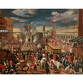 thumbnail image 3 of Venetian School 18x15 Black Modern Framed Museum Art Print Titled - The Thursday Grasso Festival with the Forces of Hercules in the Piazetta, Venice, 3 of 5