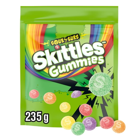 SKITTLES Sour Gummies Chewy Candy, 235g, SKITTLES Sour Gummies Chewy Candy, 235g