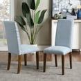 thumbnail image 2 of Upholstered Dining Chairs Set of 2, Linen Fabric Dining Room Chairs with Nailhead Trim and Solid Wood Legs, Armless Dining Chairs for Home Kitchen Dining Room Living Room - Blue, B2378, 2 of 10