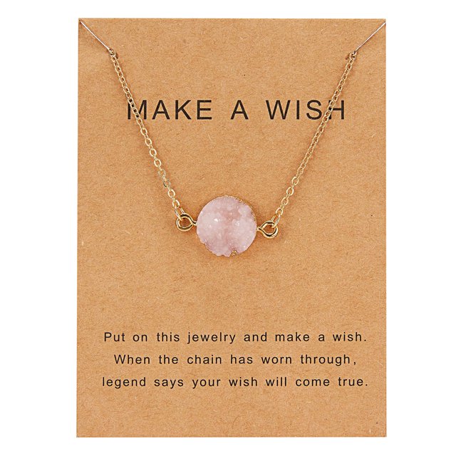 Personalized Bright Imitation Natural Stone Resin Pendant Paper Card Necklace Temperament Clavicle Chain