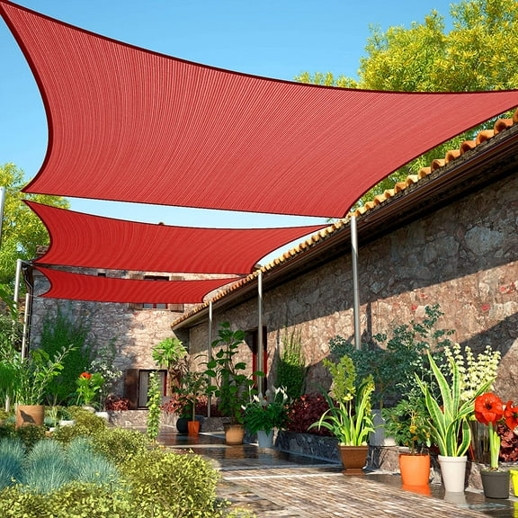 ShadeMart 8' x 10' Red Rectangle Sun Shade Sail Canopy Mesh Fabric UV Block Air & Water Permeable - Commercial Heavy Duty - 190 GSM - 3 Years Warranty ( We Make Custom Size ) (We Make Custom Size)