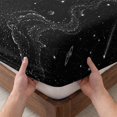 thumbnail image 3 of Full Size Fitted Sheet Set - Cosmic 3 Piece Bedding Sets 16" Deep Pocket Fitted Sheet with 2 Pillowcases, Black Grey Mystical Planet Universe Abstract Brushed Microfiber Hotel Luxury Bed Sheets, 3 of 9