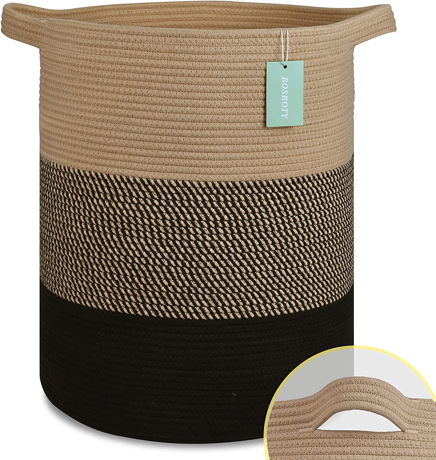 Extra Large Blanket Basket, High Storage Basket, Tall Rope Laundry