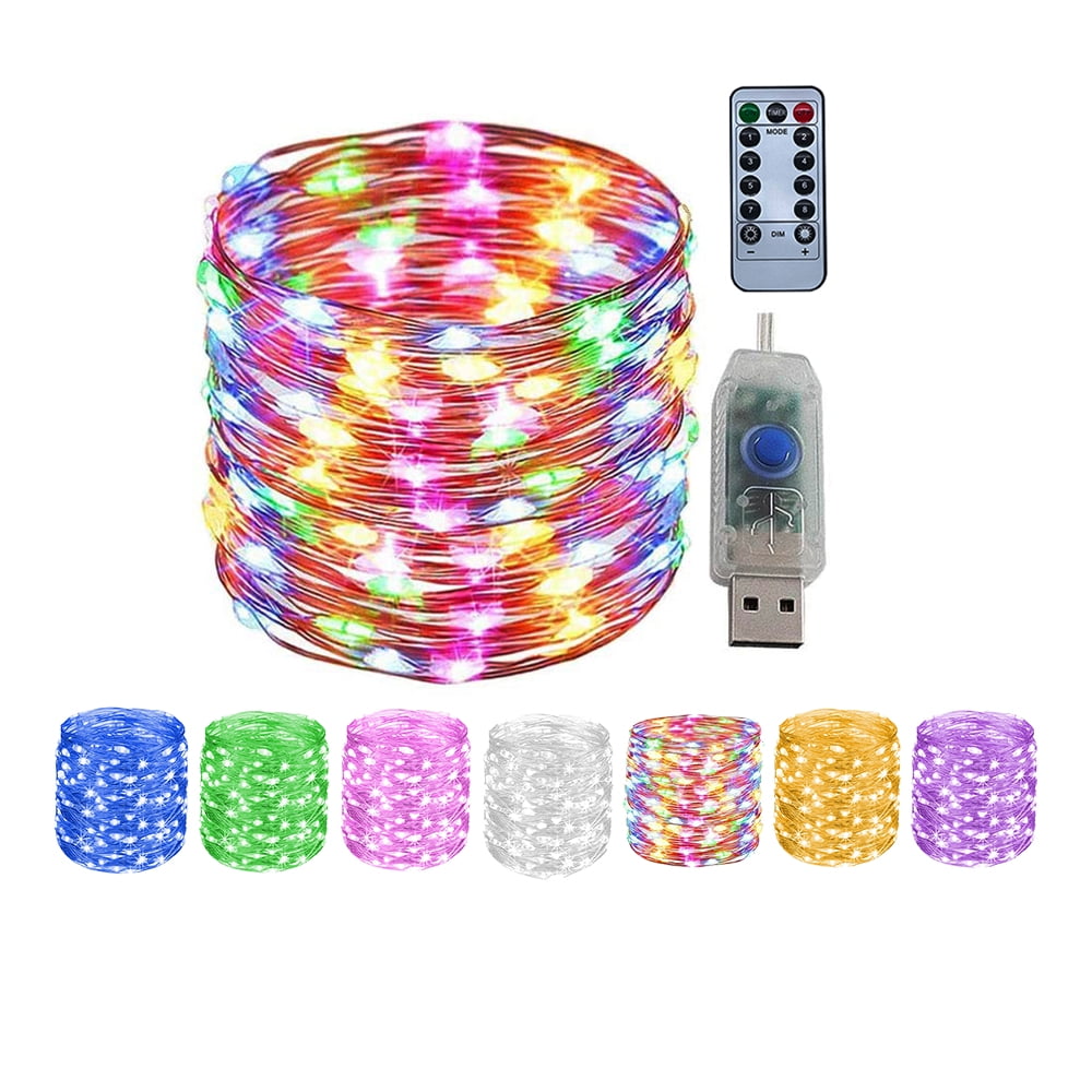 Pink 200 LED Christmas Lights USB Powered 66 feet Holiday Light Tree