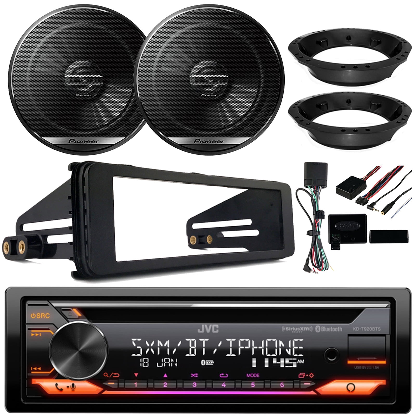 JVC KDT920BTS Single DIN AM/FM Stereo USB AUX CD Player Bluetooth