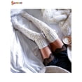 thumbnail image 4 of Spencer Women's Fashion Cotton Over the Knee Thigh High Socks Cable Knit Extra Long Boot Stocking Leg Warmers "White", 4 of 8