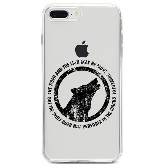 DistinctInk Clear Shockproof Hybrid Case for iPhone 7 PLUS / 8 PLUS (5.5" Screen) TPU Bumper Acrylic Back Tempered Glass Screen Protector - Lion & Tiger Powerful, Wolf Not in Circus