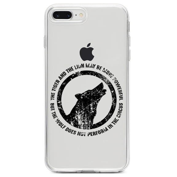 DistinctInk Clear Shockproof Hybrid Case for iPhone 7 PLUS / 8 PLUS (5.5" Screen) TPU Bumper Acrylic Back Tempered Glass Screen Protector - Lion & Tiger Powerful, Wolf Not in Circus