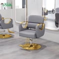 thumbnail image 2 of Silla Sillón Para Barbería Estética Cuero Y Acero Inoxidable - Gris Dorado, 2 of 4