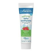 Dr. Brown's Fluoride-Free Baby Toothpaste, Infant/Toddler Oral Care, 0-3Y, Strawberry, 1.4oz, 1 Pack