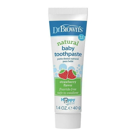 Dr. Brown's Fluoride-Free Baby Toothpaste, Infant/Toddler Oral Care, 0-3Y, Strawberry, 1.4oz, 1 Pack
