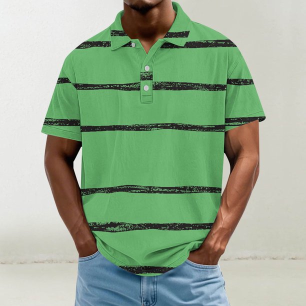 Blusa y camisa de manga corta con cuello vuelto para hombre, informal, de moda, de color liso, con botones, solapa y hebilla de gancho, camiseta de manga corta de poliéster para hombre.
