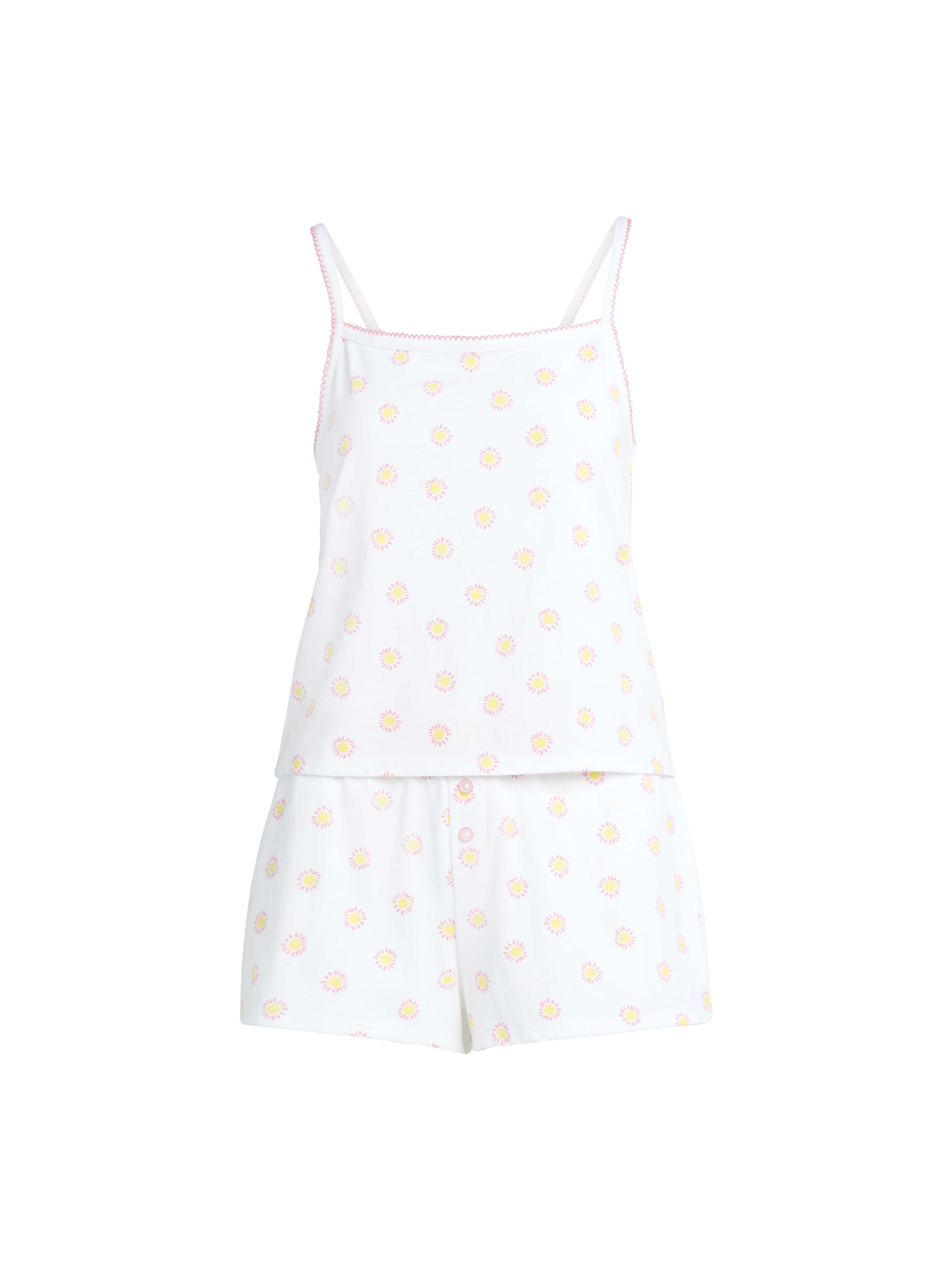 Joyspun Women's Jersey Picot Cami Top and Shorts Pajama Set, 2-Piece, Sizes XS-3X