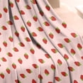 thumbnail image 3 of Red Strawberry Plants Fruit Pink Pattern Blanket,Comfortable Soft Flannel Throw Blanket,All Season,Warm Lightweight Blankets for Sofa Bed Couch Living Room Chair,50"x60", 3 of 4