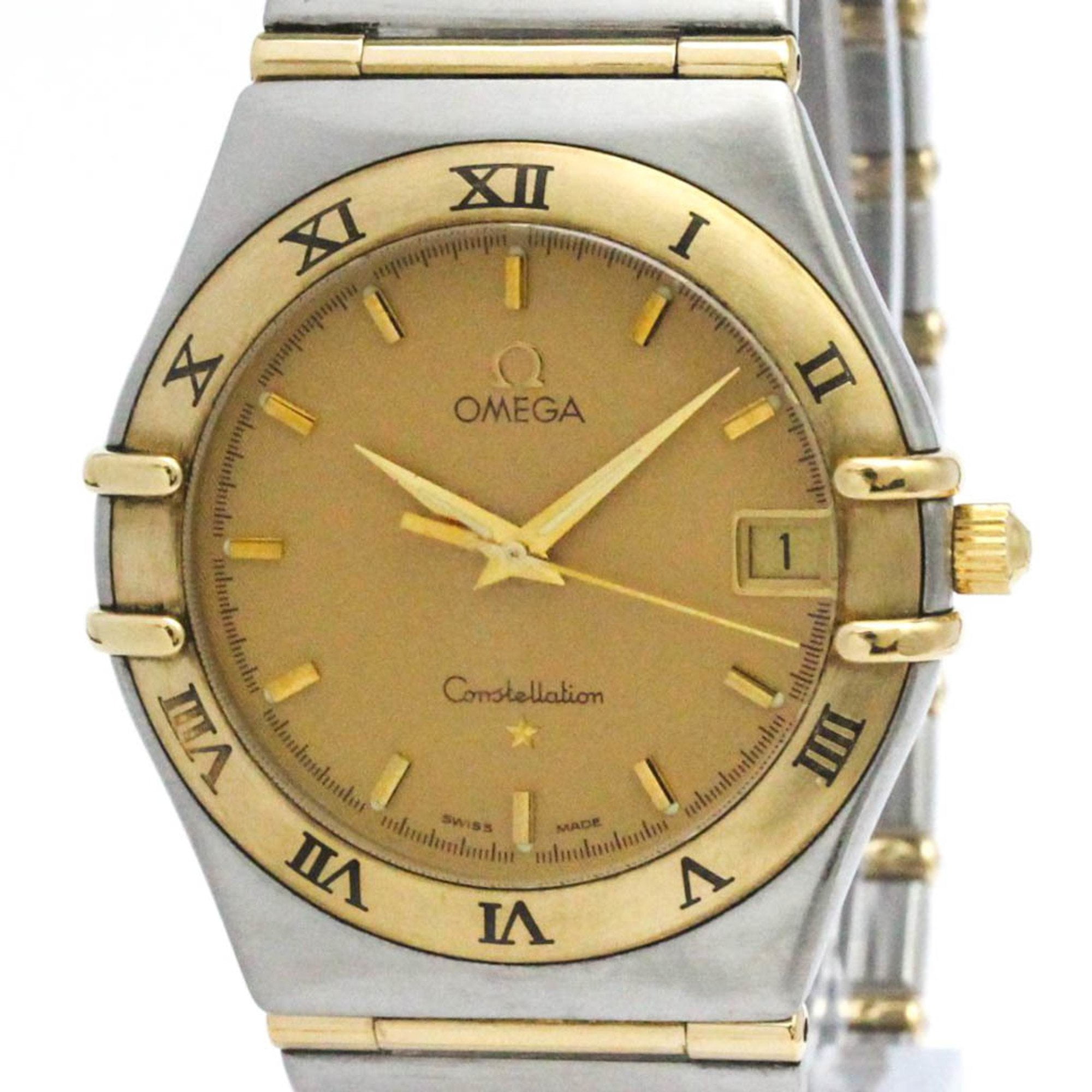Pre-Owned OMEGA Constellation 18K Gold Steel Quartz Mens Watch 1212.10 Polished (Good)