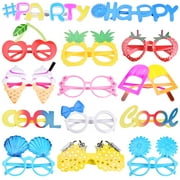 Fun Little Toys 14 Pcs Out2Sea Fun Luau Glasses,Funny Hawaiian Glasses, Luau Party Sunglasses, Party Favors Photo Booth, Party Supplies Decorations for Kids