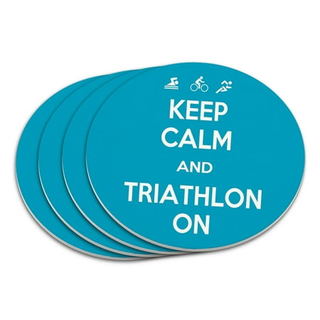 Keep Calm And Triathlon On Swim Bike Run Coaster