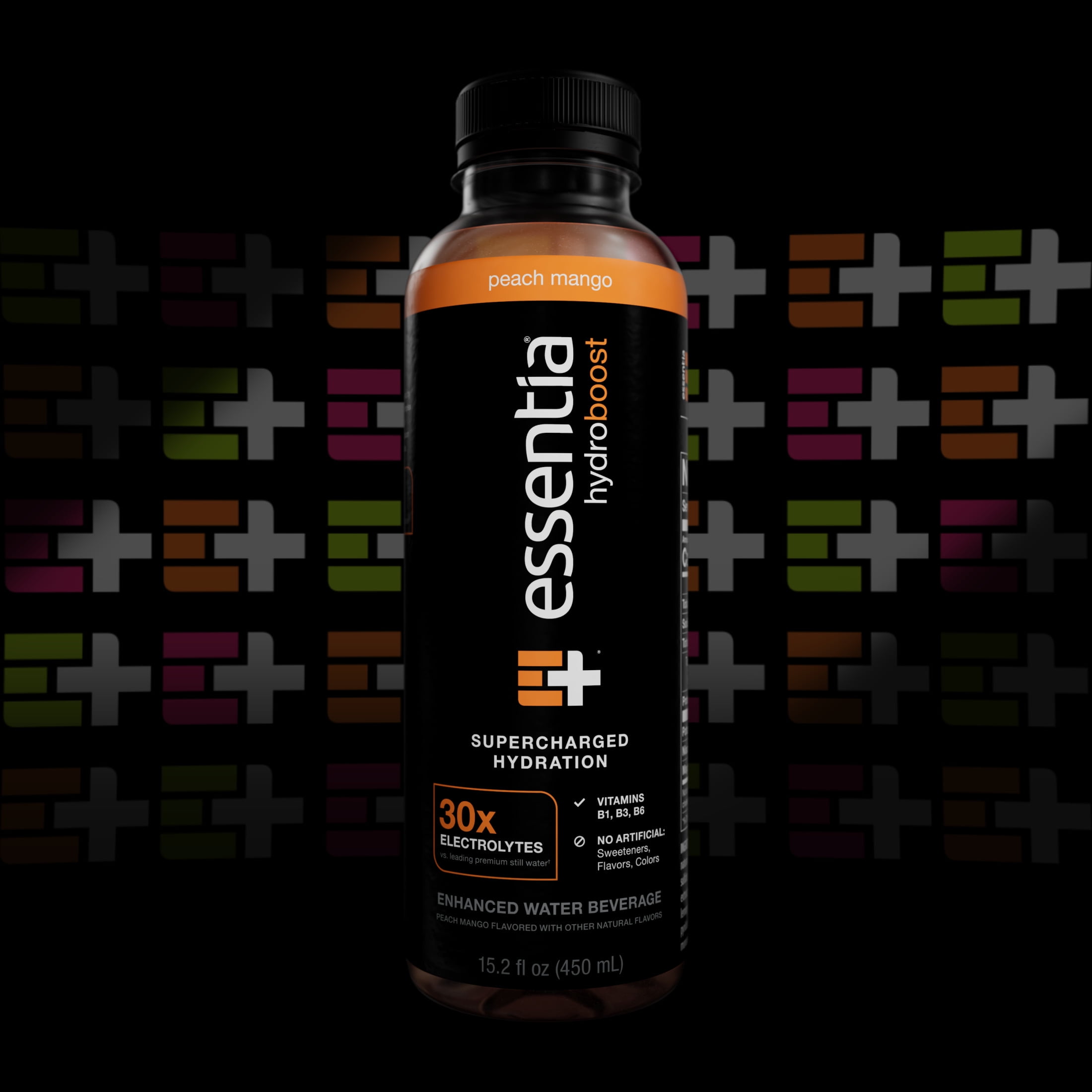 Essentia Hydroboost Enhanced Electrolyte Flavored Bottled Water, Peach Mango, 450 ml, 12 Bottles